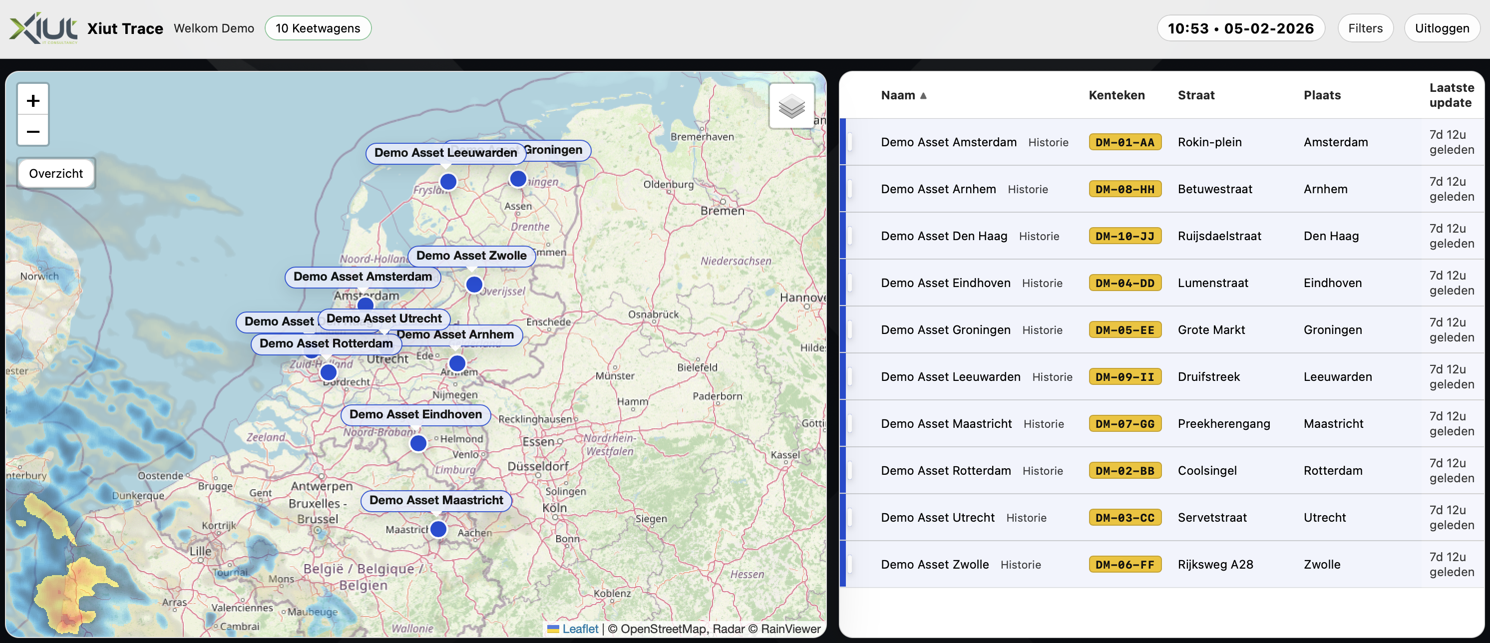 Voorbeeld van het Xiut Trace portaal
